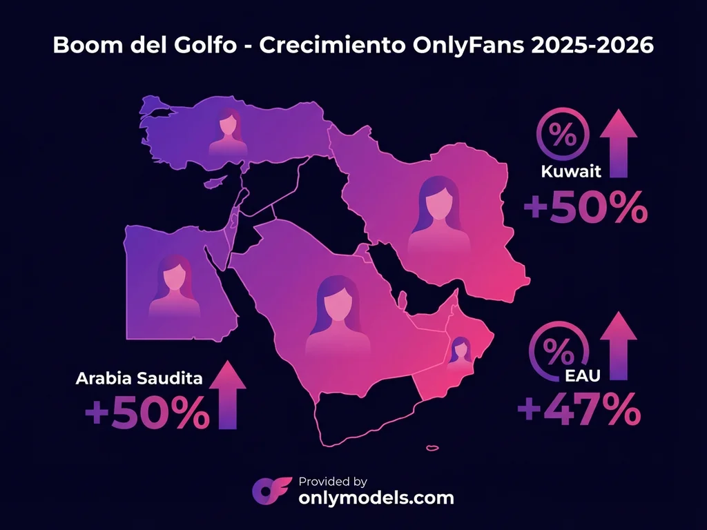 Infografía del crecimiento de OnlyFans en países del Golfo Pérsico