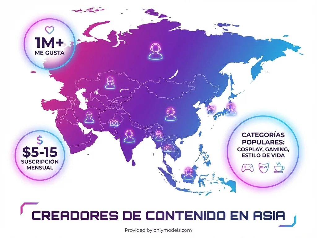 Infografía de creadoras chinas de OnlyFans con estadísticas y categorías populares