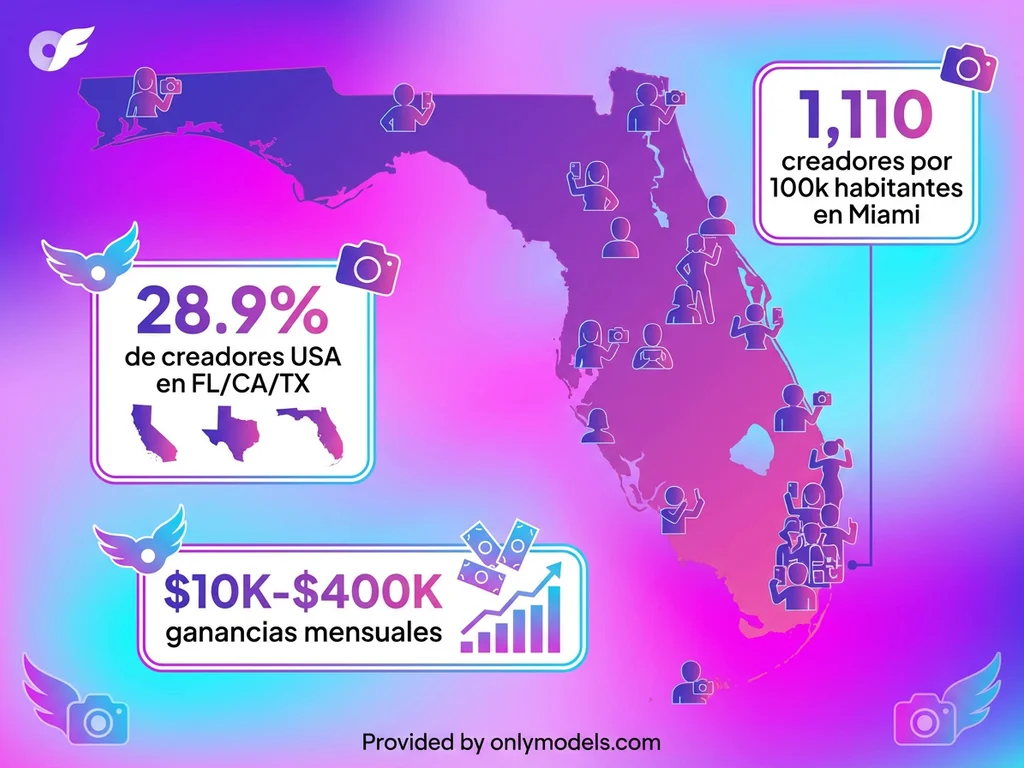 Infografía de estadísticas de creadores OnlyFans en Florida