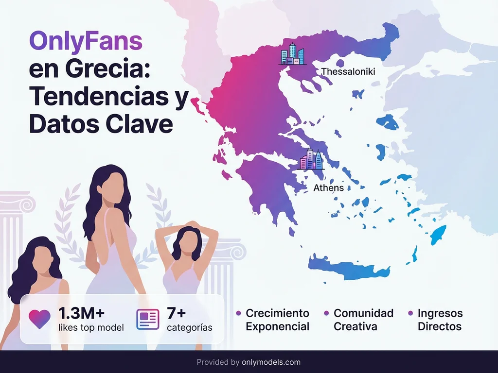 Infografía del mercado de OnlyFans en Grecia con estadísticas principales
