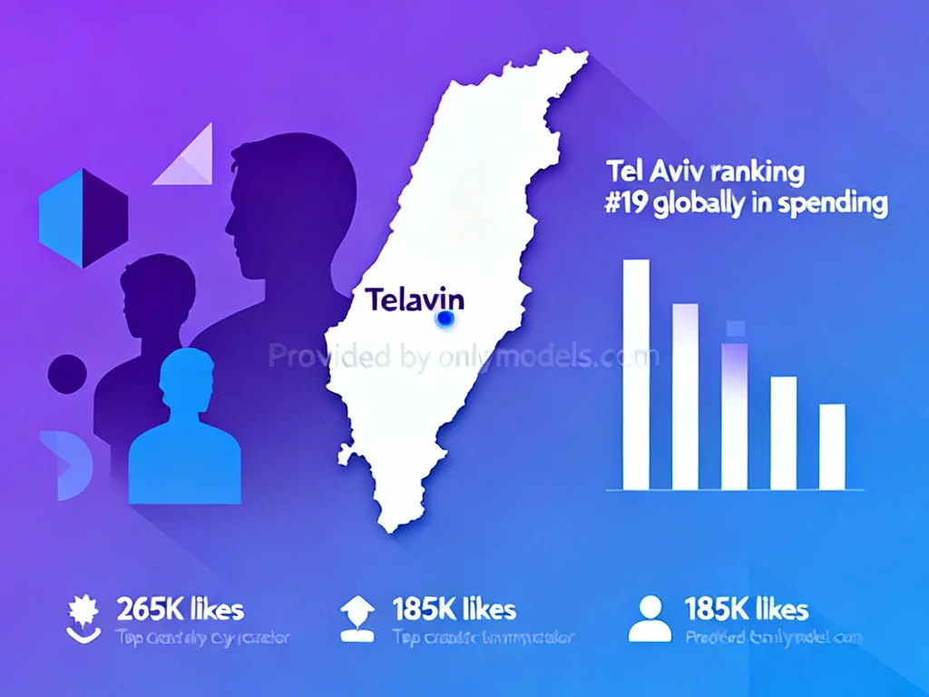 Israel OnlyFans market statistics infographic showing Tel Aviv global ranking