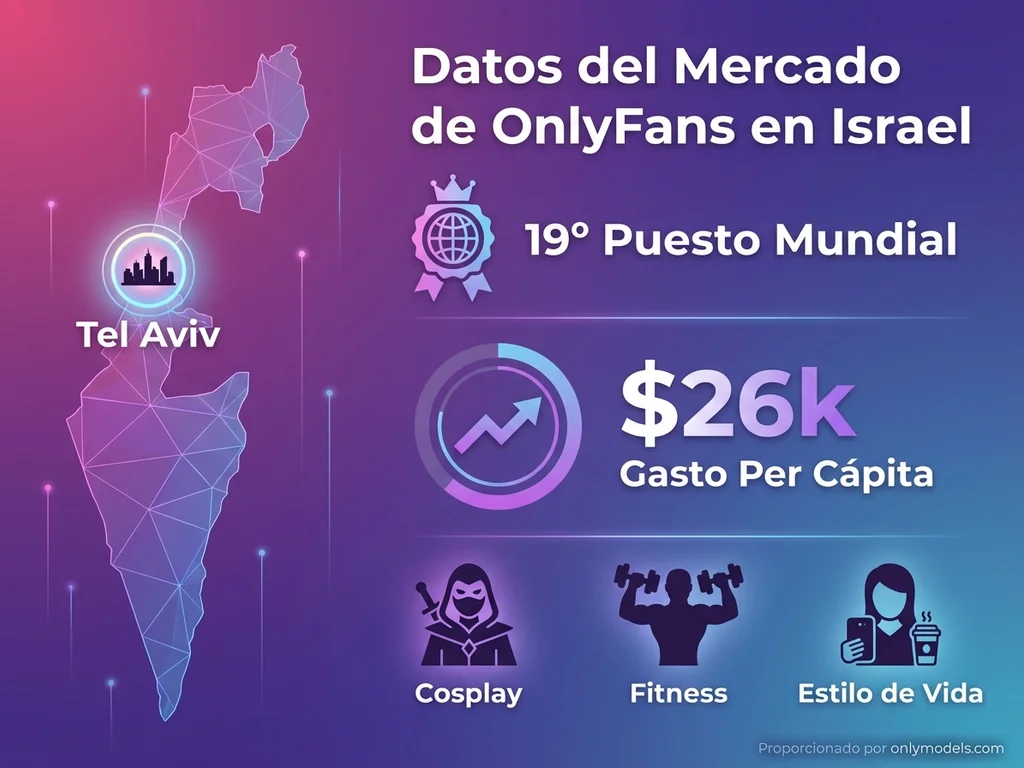 Infografía del mercado OnlyFans en Israel con datos de Tel Aviv