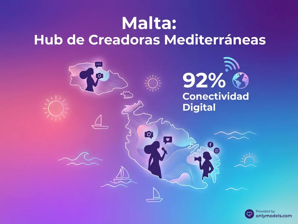 Infografía de creadoras OnlyFans en Malta con estadísticas digitales