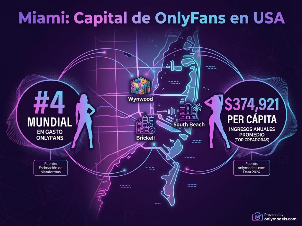Infografía de Miami como capital de OnlyFans en Estados Unidos
