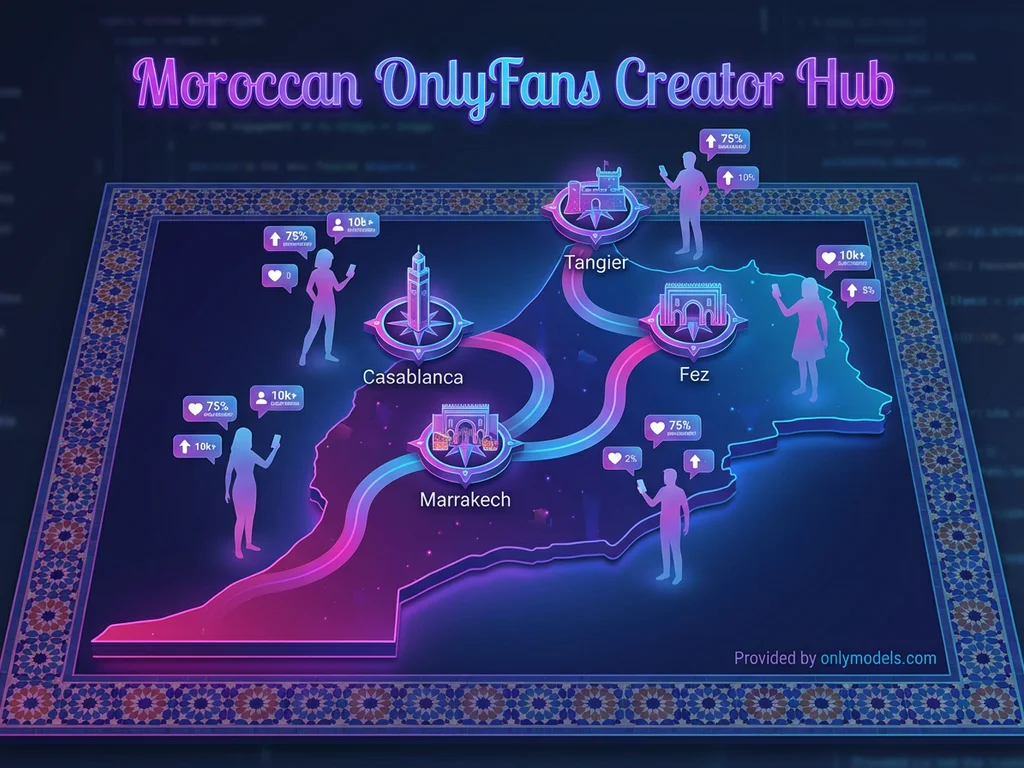 Infographic showing distribution of Moroccan OnlyFans creators across major cities