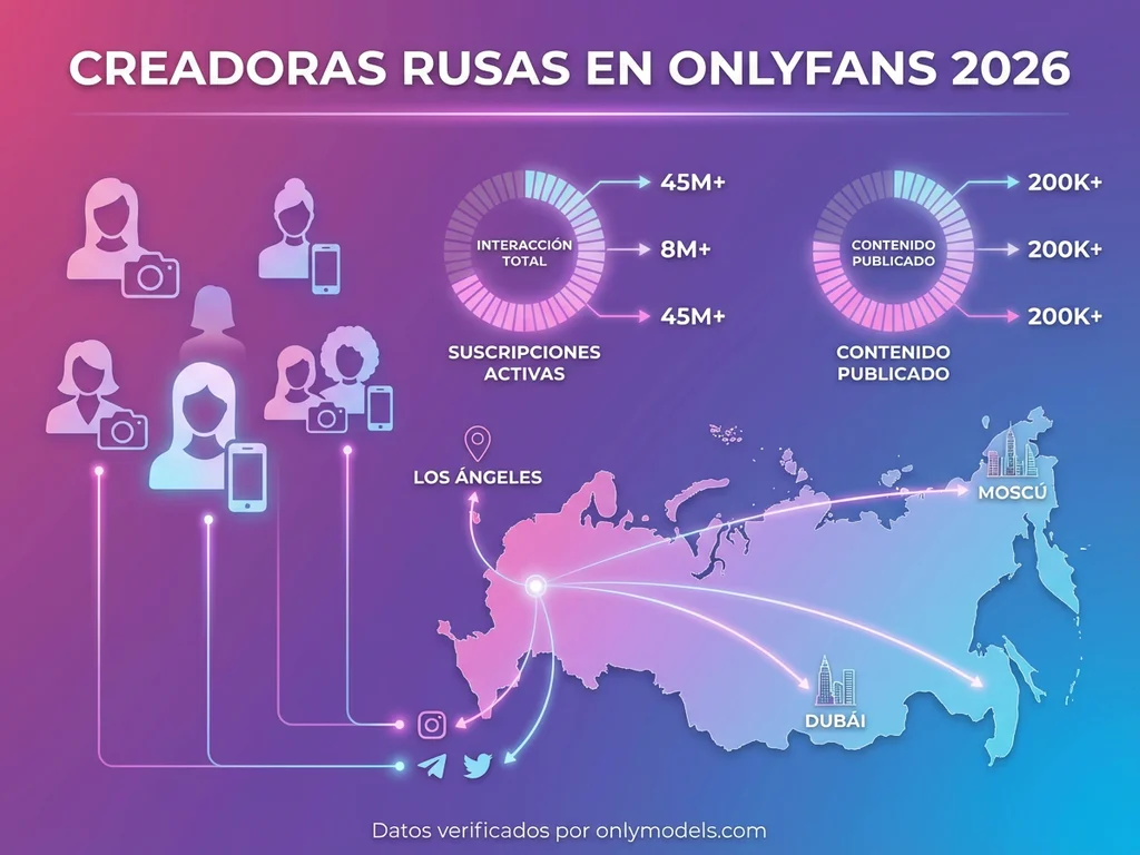 Infografía sobre estadísticas de creadoras rusas en OnlyFans