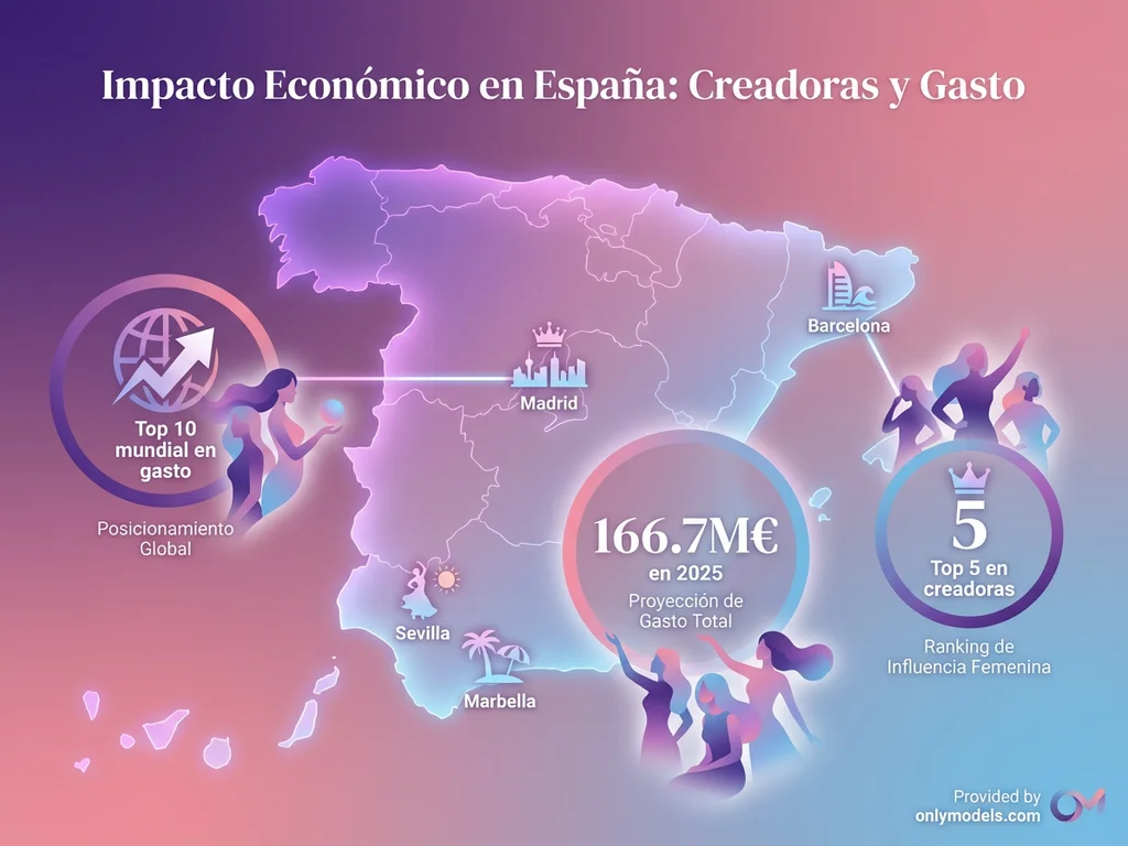 Infografía del mercado OnlyFans en España con datos de 2025