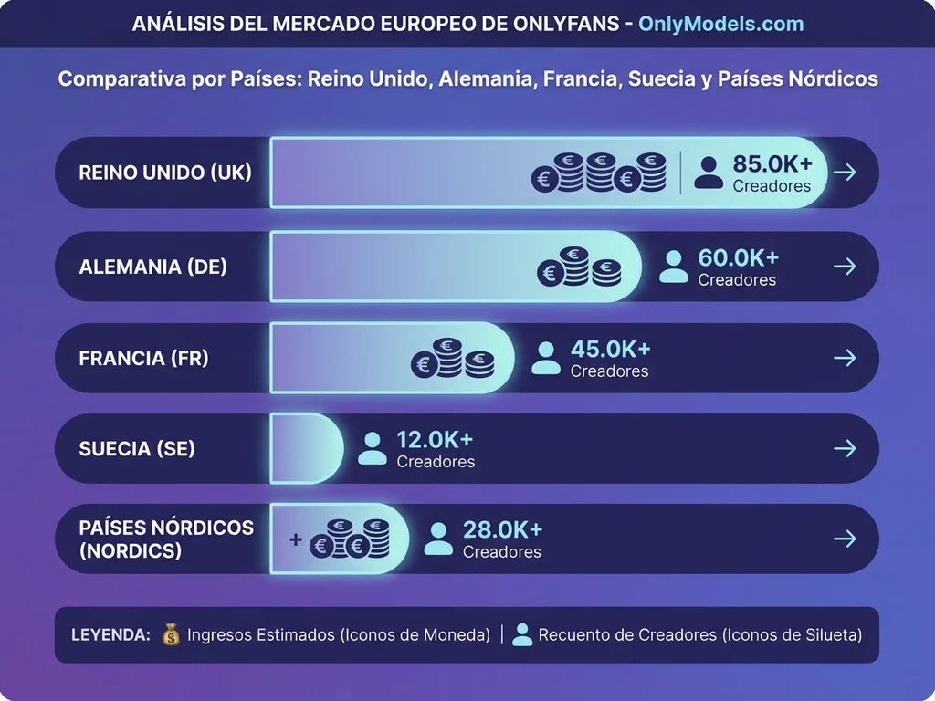 Comparativa de mercados europeos de OnlyFans