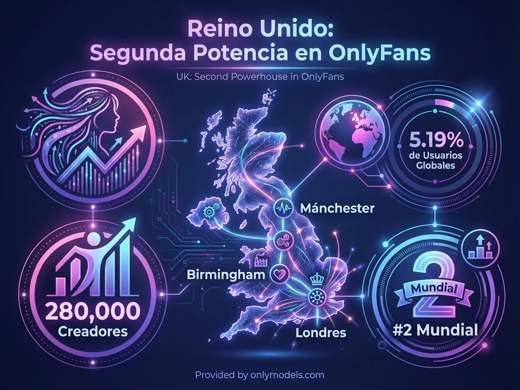 Infografía del mercado OnlyFans en Reino Unido con estadísticas