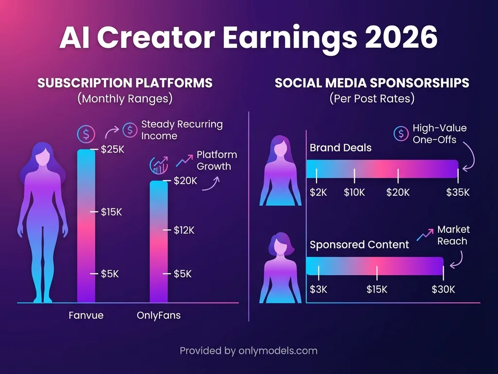AI model earnings comparison infographic showing platform revenue data