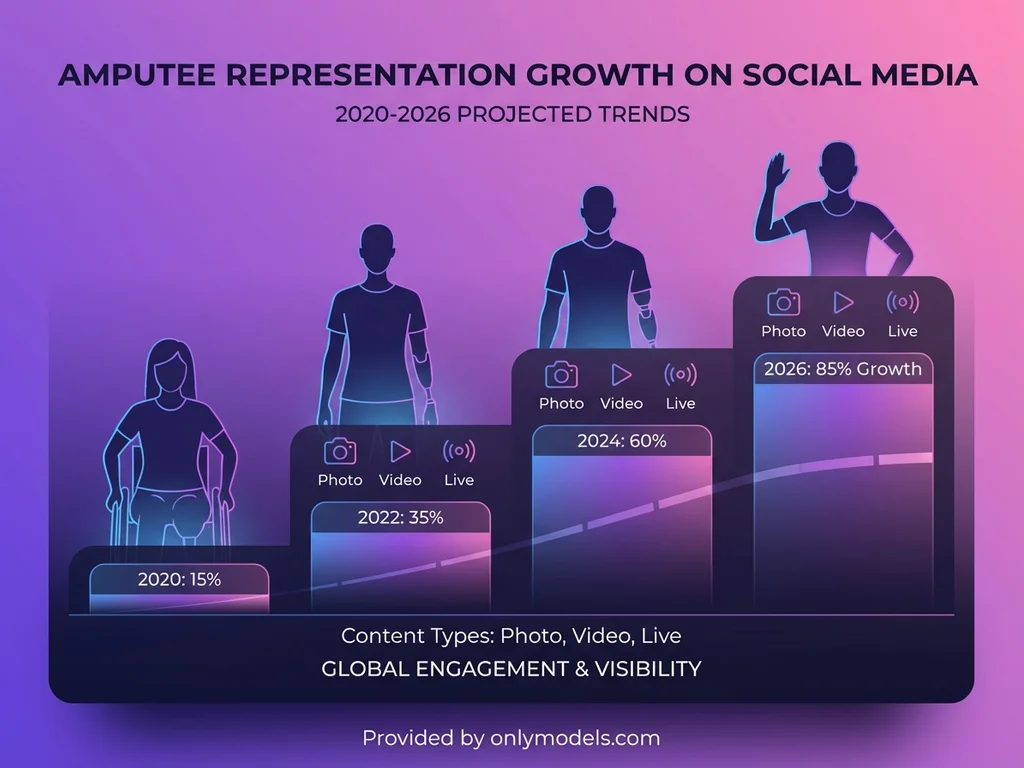 Infographic showing growth of amputee content creators on social media platforms