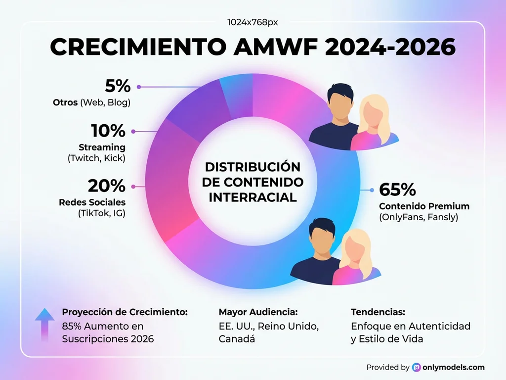 Infografía sobre estadísticas del contenido AMWF en OnlyFans