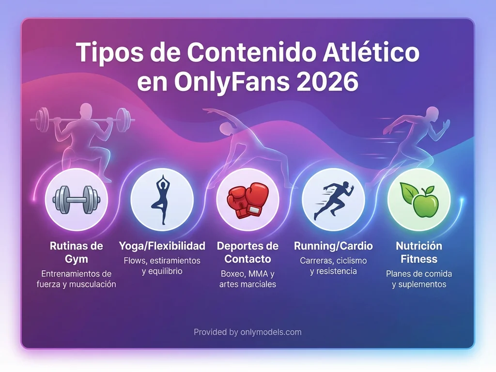 Infografía de tipos de contenido atlético en OnlyFans