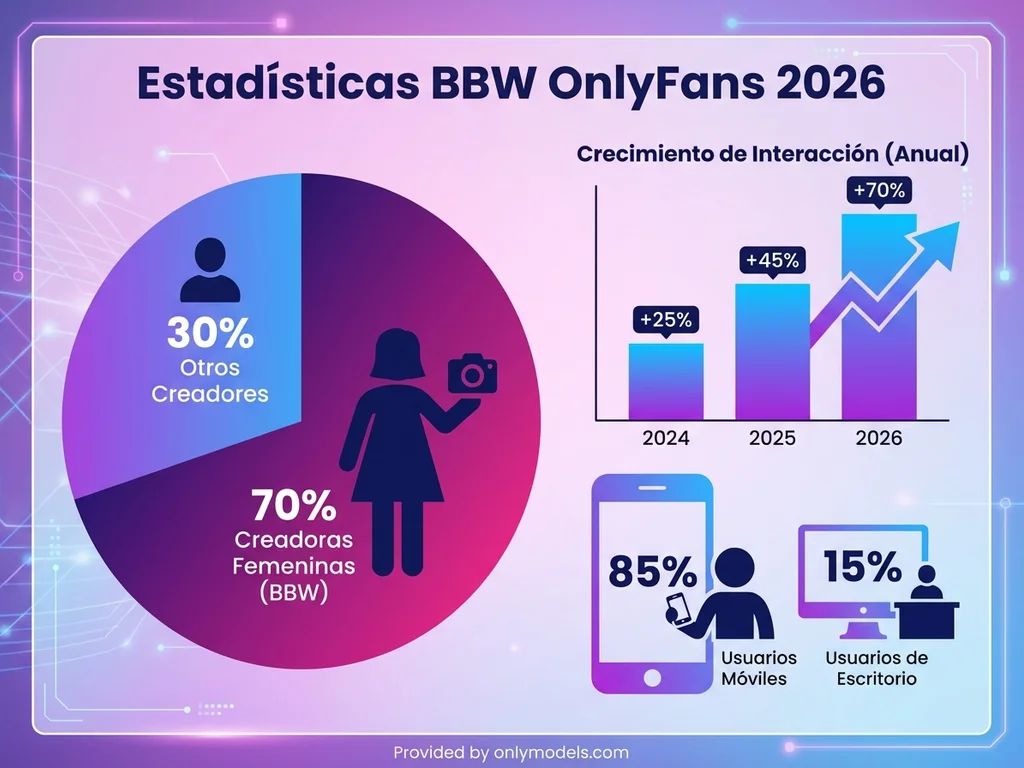 Infografía estadísticas modelos BBW OnlyFans 2026
