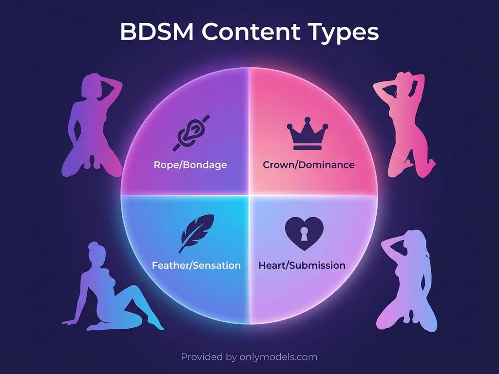 Infographic showing different BDSM content categories available on OnlyFans