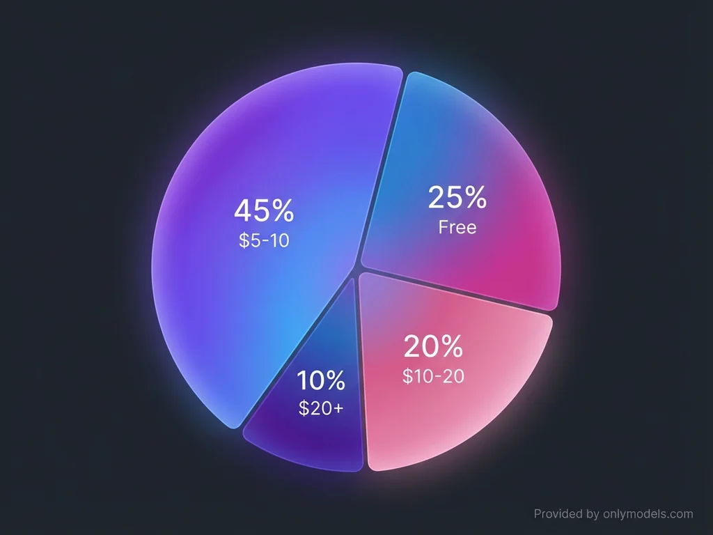 Pie chart showing OnlyFans subscription pricing distribution