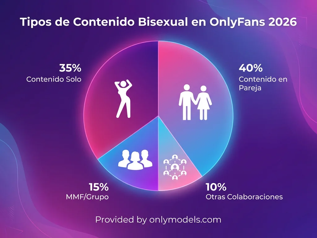 Infografía de distribución de tipos de contenido bisexual en OnlyFans