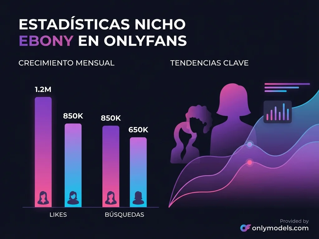 Infografía de estadísticas de modelos ebony en OnlyFans