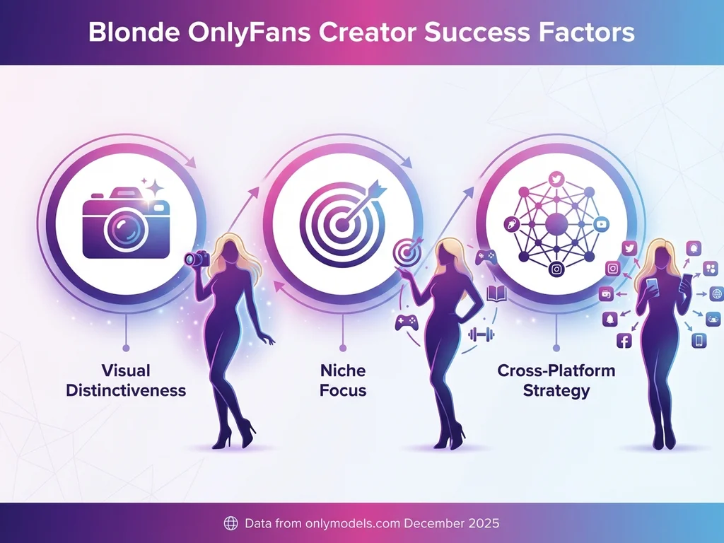 Infographic showing three key success factors for blonde OnlyFans creators