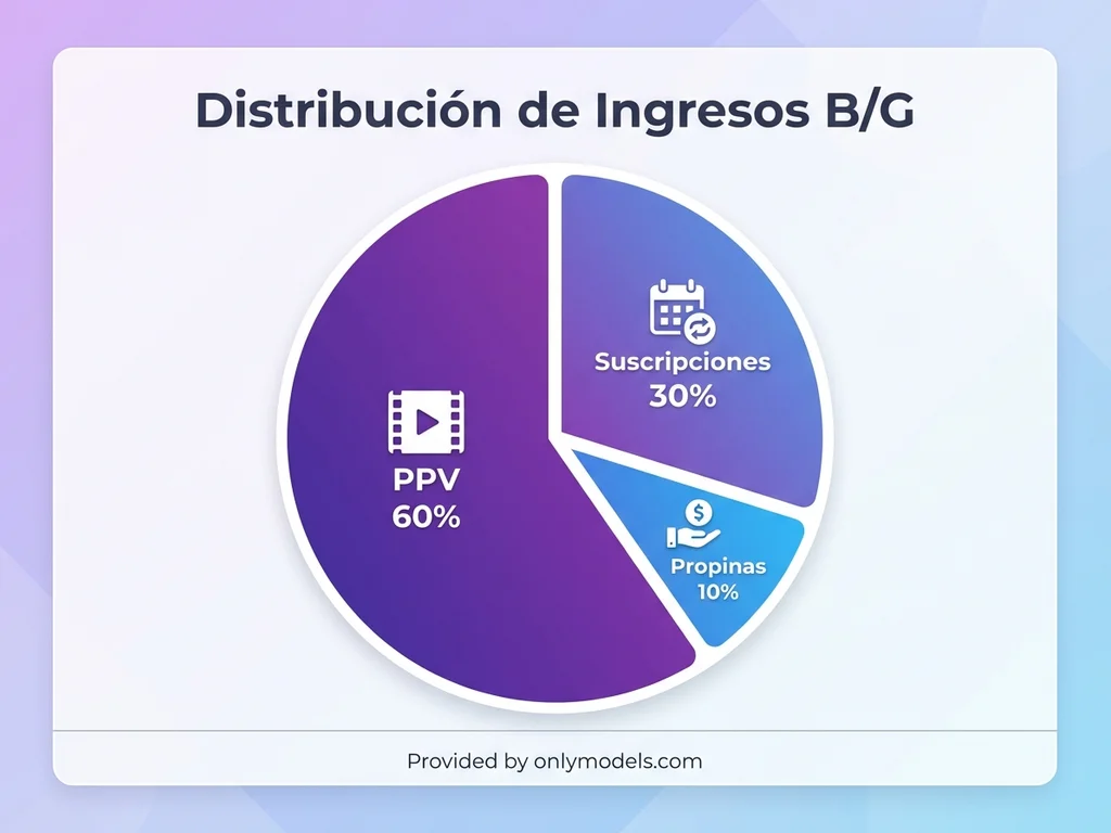 Gráfico distribución ingresos contenido boy-girl OnlyFans