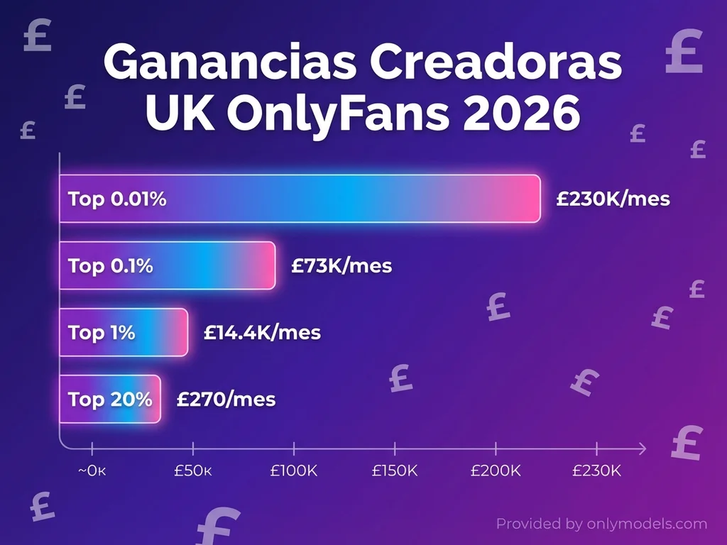 Gráfico de ganancias de creadoras británicas en OnlyFans por percentil