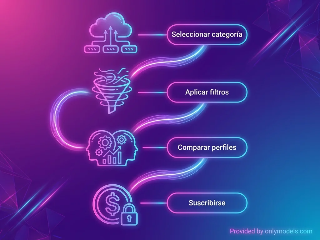 Diagrama de búsqueda de creadoras morenas en OnlyFans