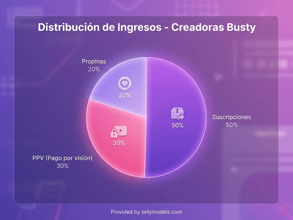 Gráfico de distribución de ingresos para creadoras busty en OnlyFans