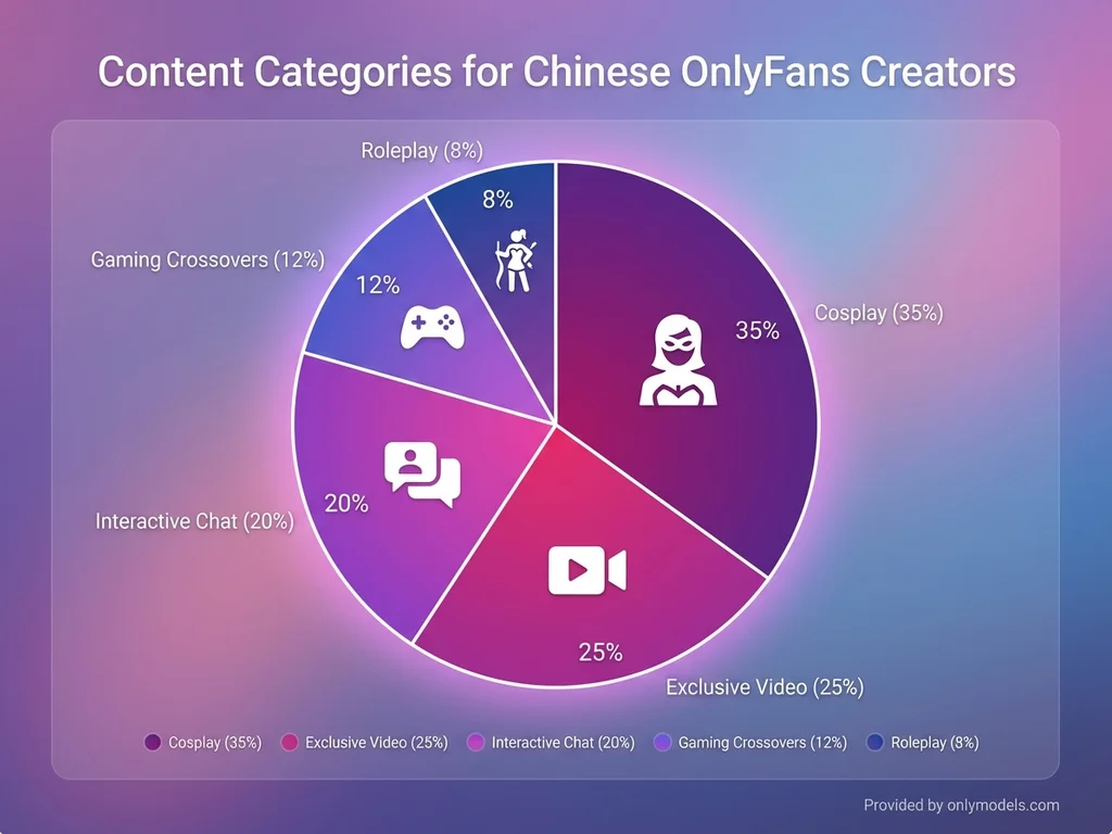 Infographic showing content type distribution among Chinese OnlyFans creators