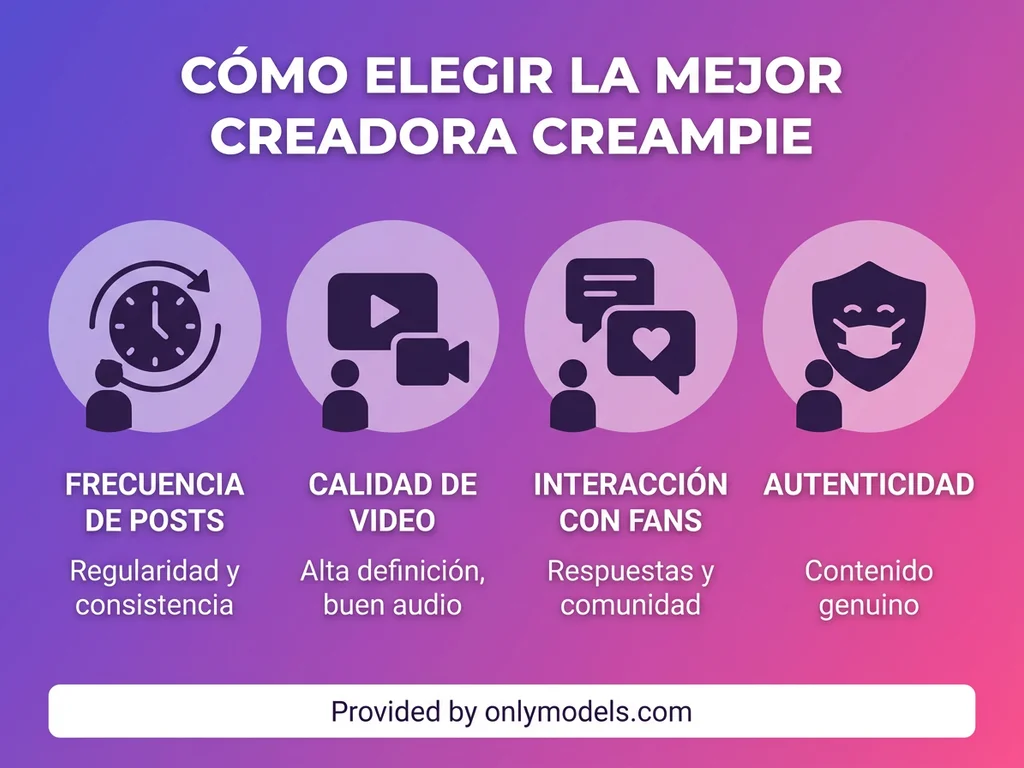 Infografía sobre criterios para elegir creadoras de contenido creampie