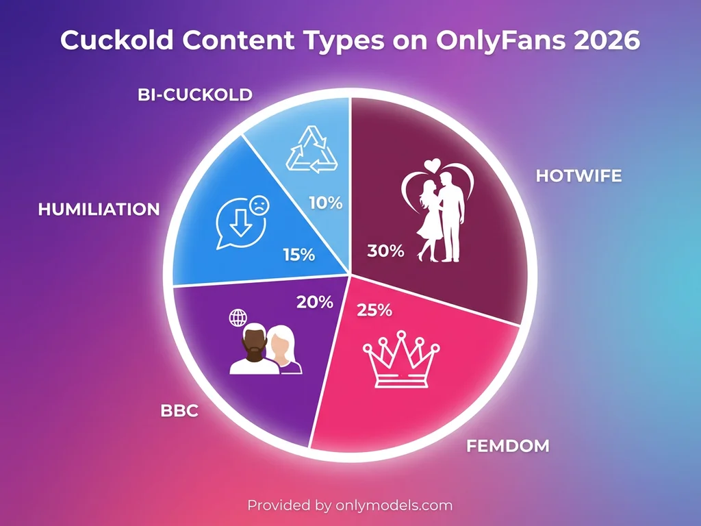 Infographic showing breakdown of cuckold content sub-niches on OnlyFans