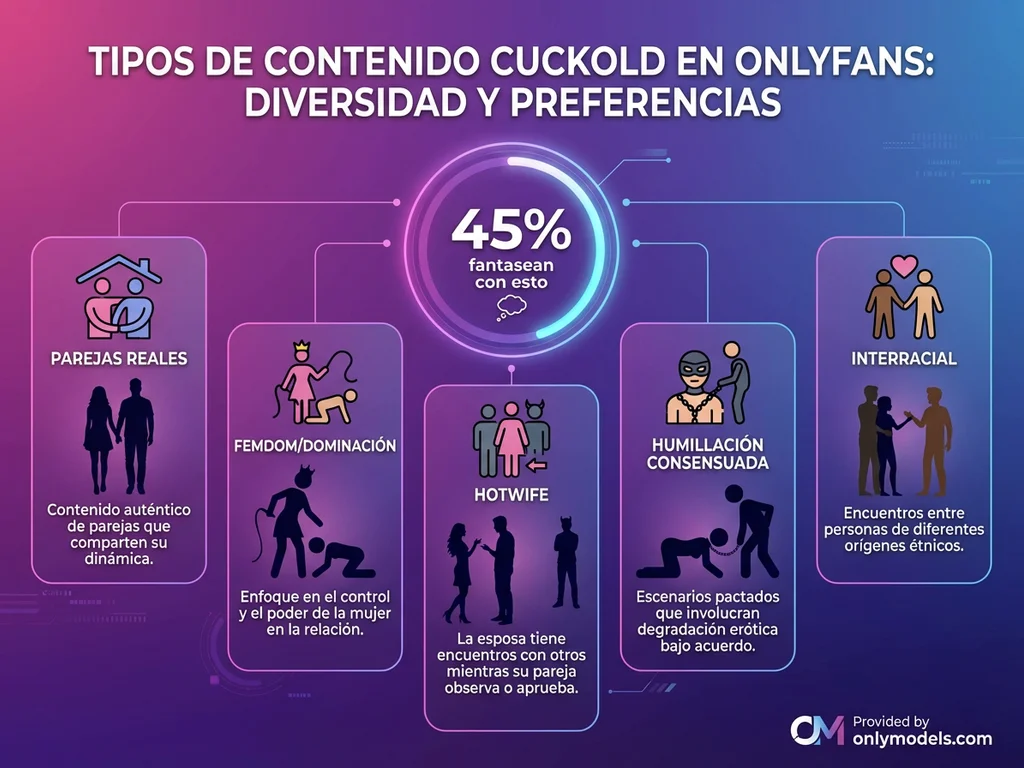 Infografía tipos de contenido cuckold en OnlyFans