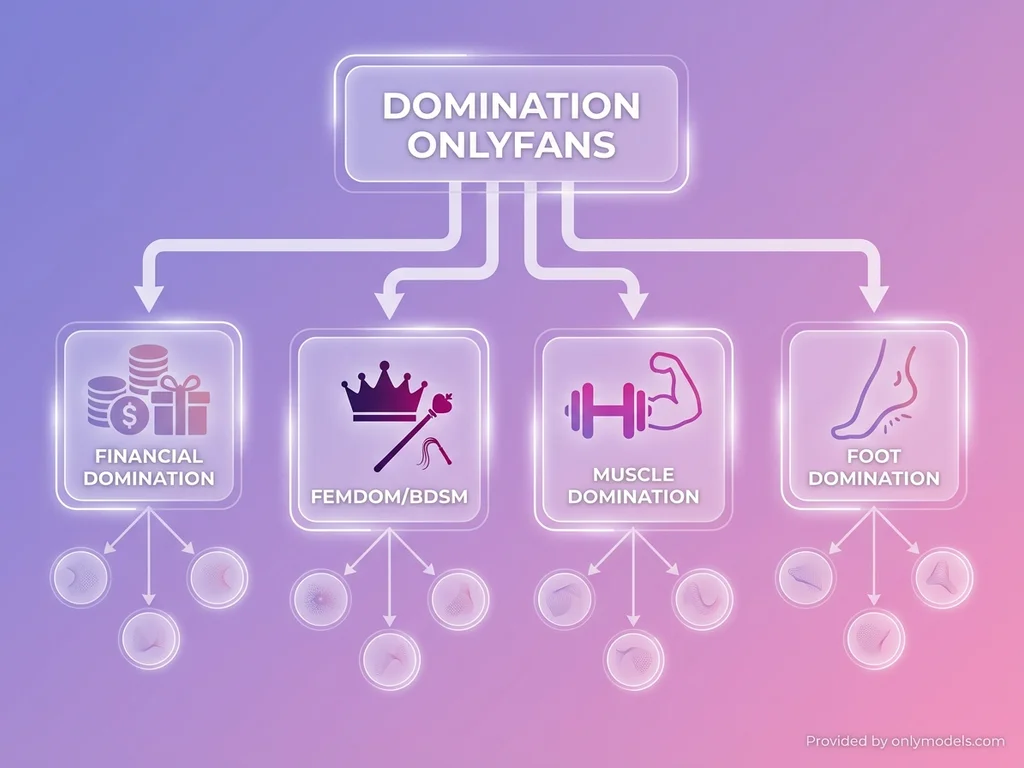Infographic showing different domination content categories on OnlyFans