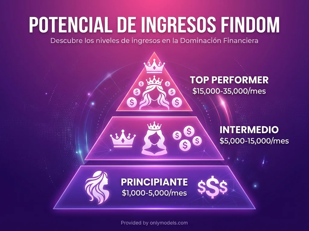 Infografía de niveles de ingresos para creadoras findom