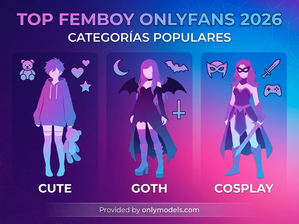 Infografía de categorías populares de femboy en OnlyFans 2026