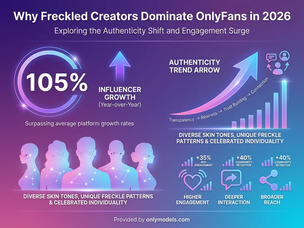 Infographic showing freckled creator popularity statistics on OnlyFans