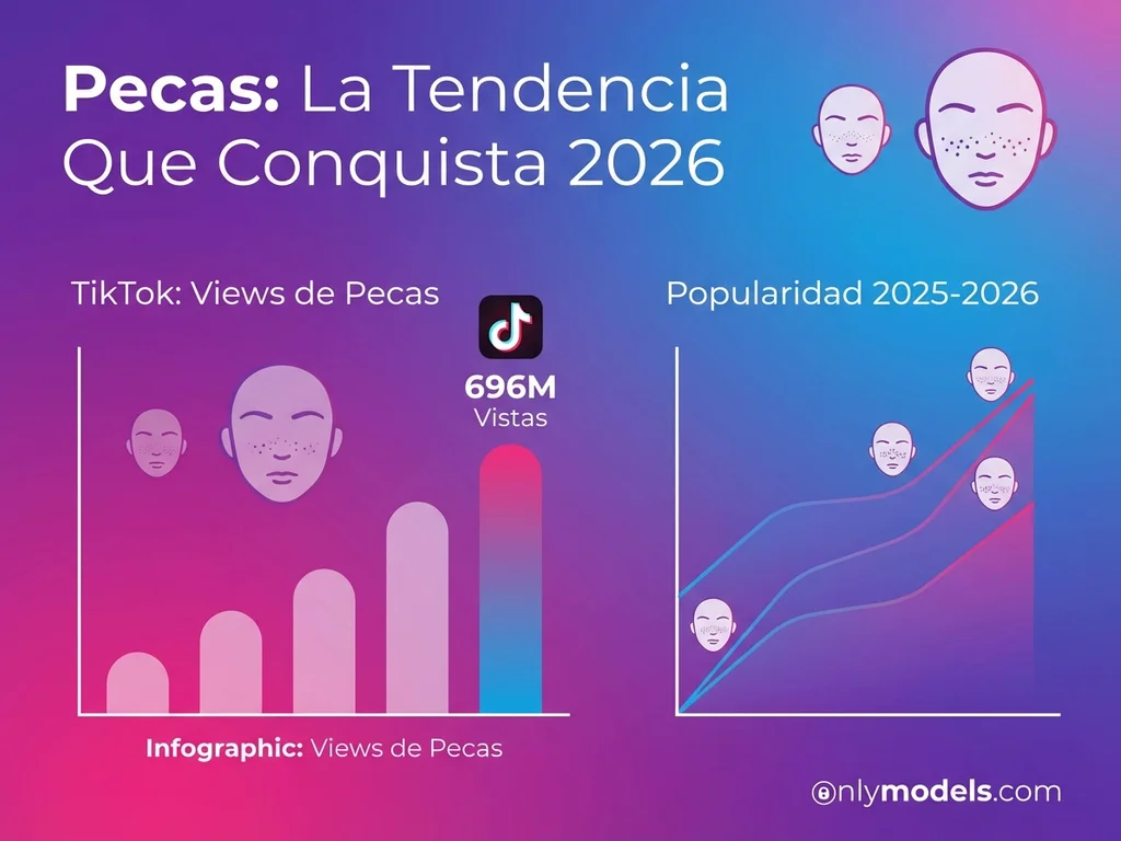 Infografía sobre la tendencia de las pecas en belleza 2026