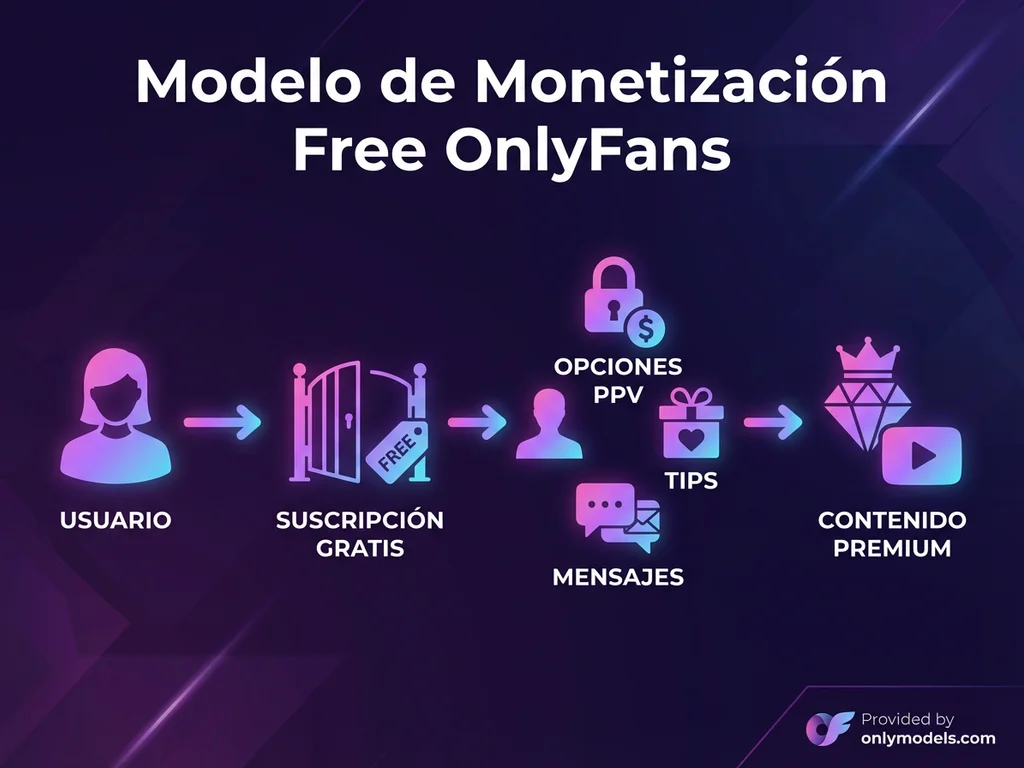 Infografía explicando cómo funcionan las cuentas OnlyFans gratuitas