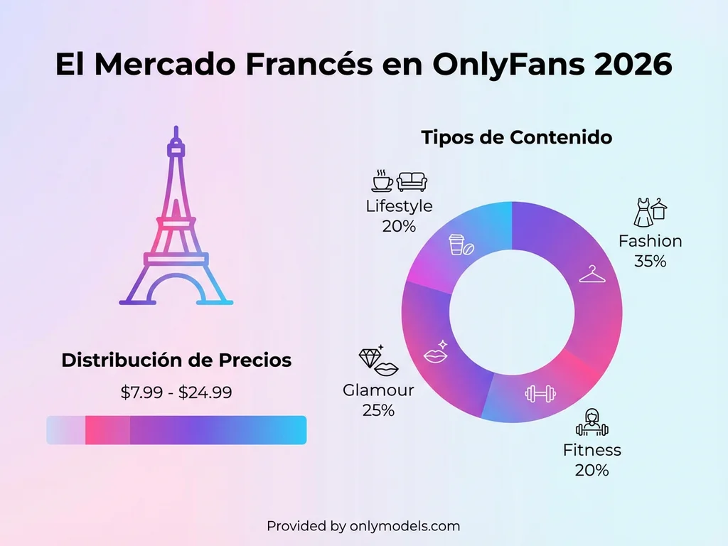 Infografía de estadísticas de creadoras francesas en OnlyFans
