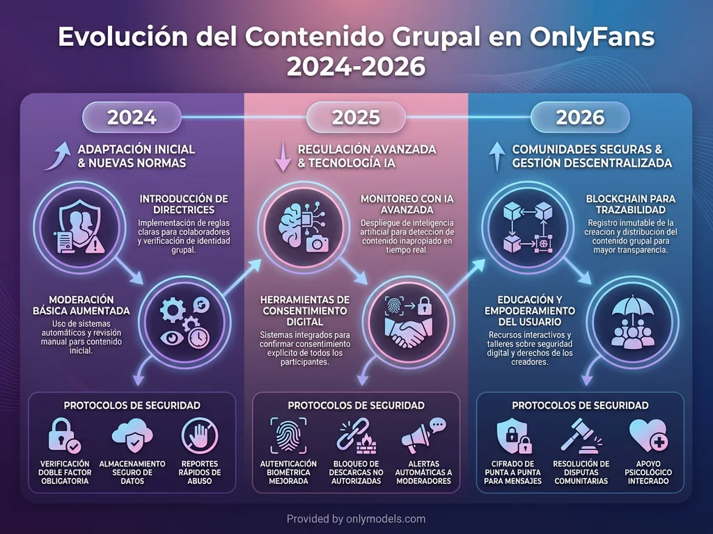 Infografía sobre la evolución del contenido gangbang en OnlyFans
