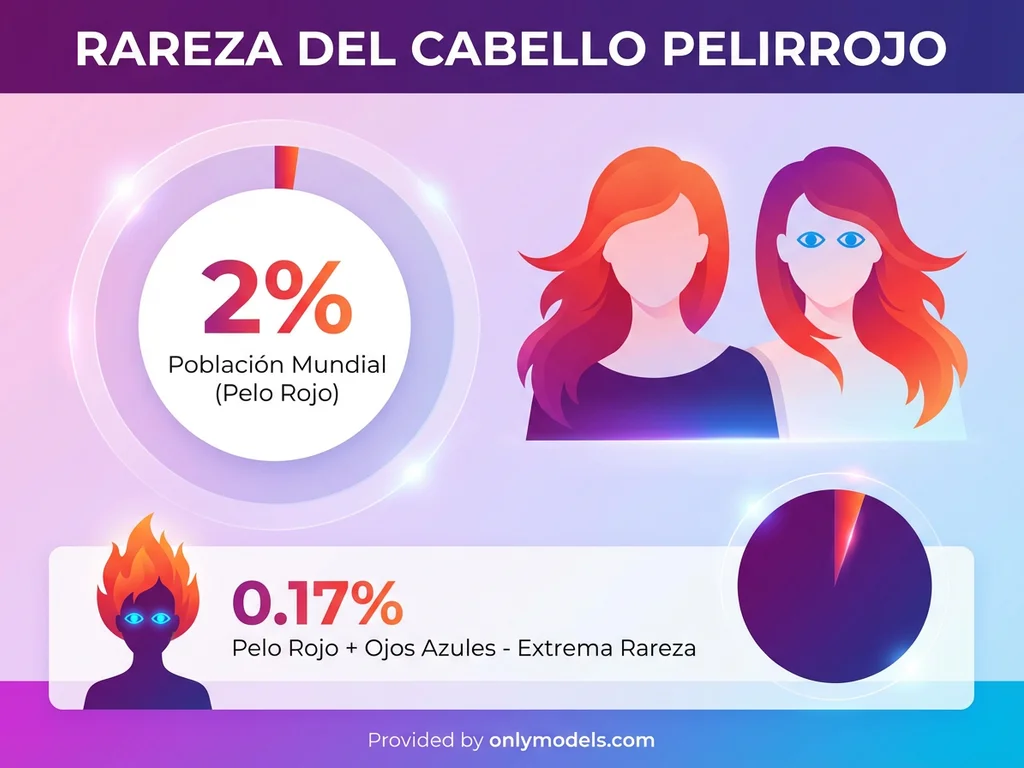 Infografía sobre estadísticas de pelirrojas naturales en el mundo