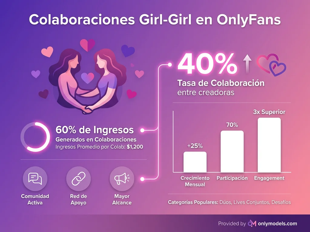 Infografía sobre estadísticas de contenido girl-girl en OnlyFans