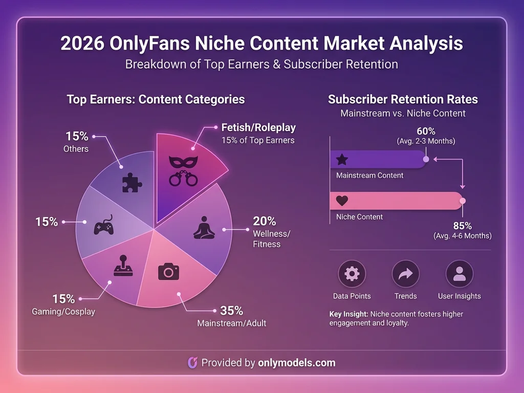 Infographic showing niche content performance statistics on OnlyFans