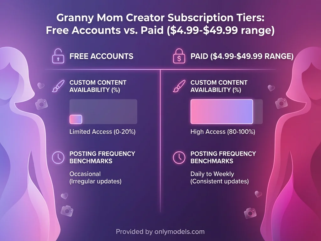 Subscription pricing comparison chart for mature OnlyFans creators