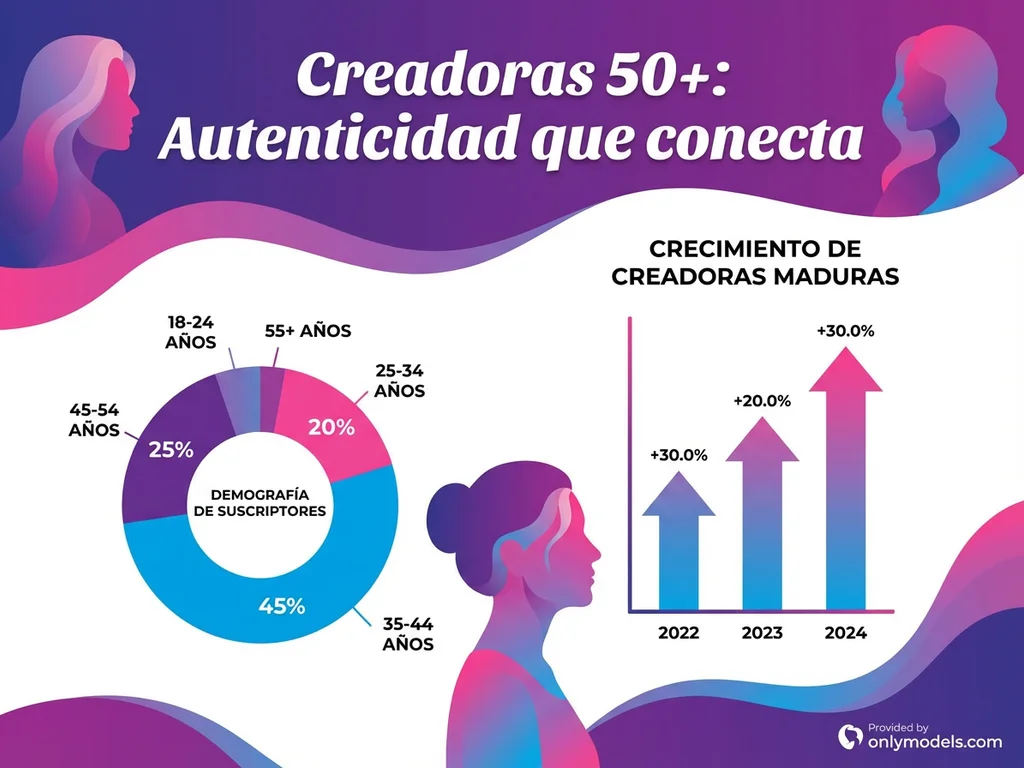 Infografía estadísticas creadoras granny OnlyFans 2026
