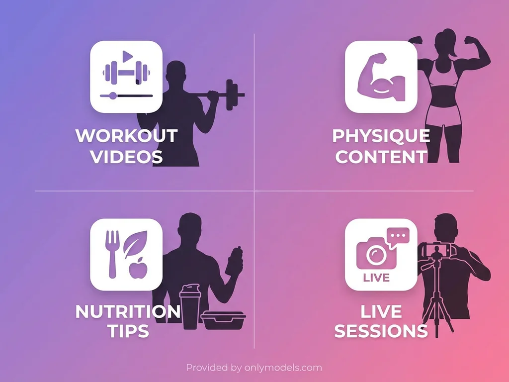 Infographic showing types of gym OnlyFans content