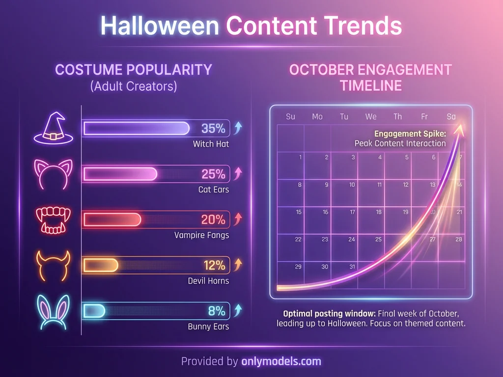Halloween costume trends infographic showing popular adult content themes