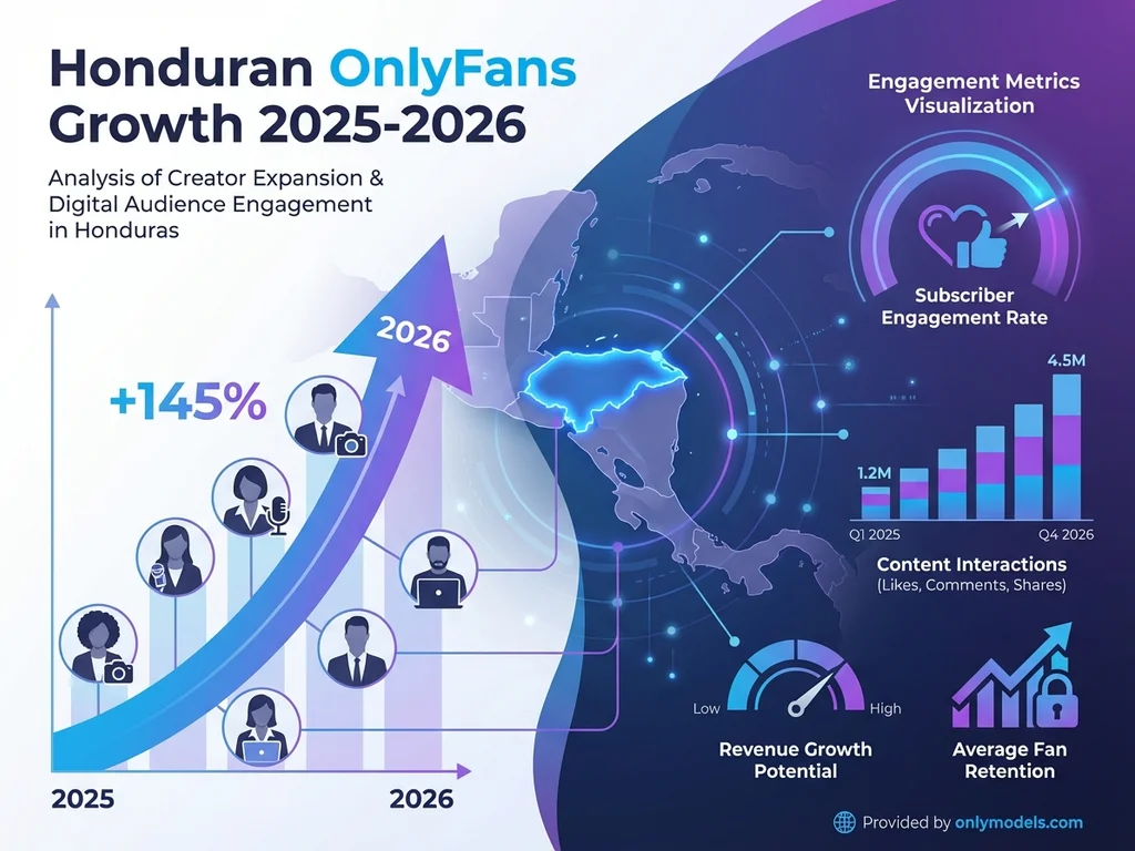 Infographic showing Honduran OnlyFans creator growth statistics