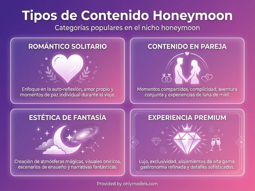 Infografía tipos de contenido honeymoon en OnlyFans