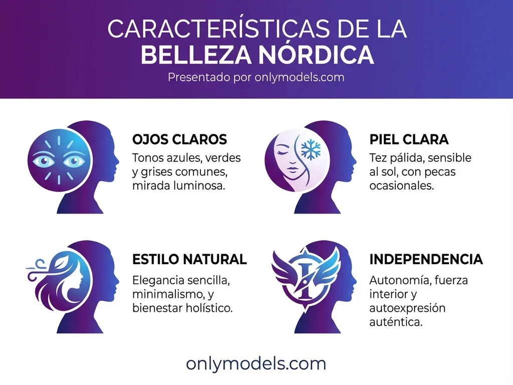 Infografía de características típicas de modelos nórdicas islandesas