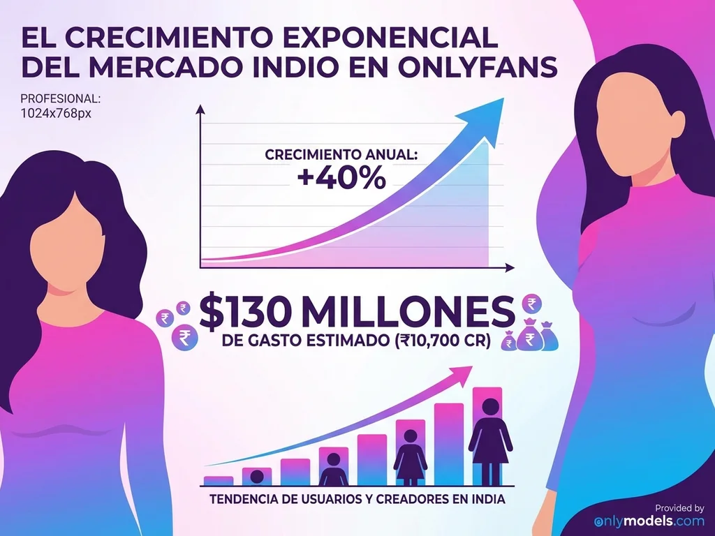 Infografía de estadísticas del mercado indio en OnlyFans